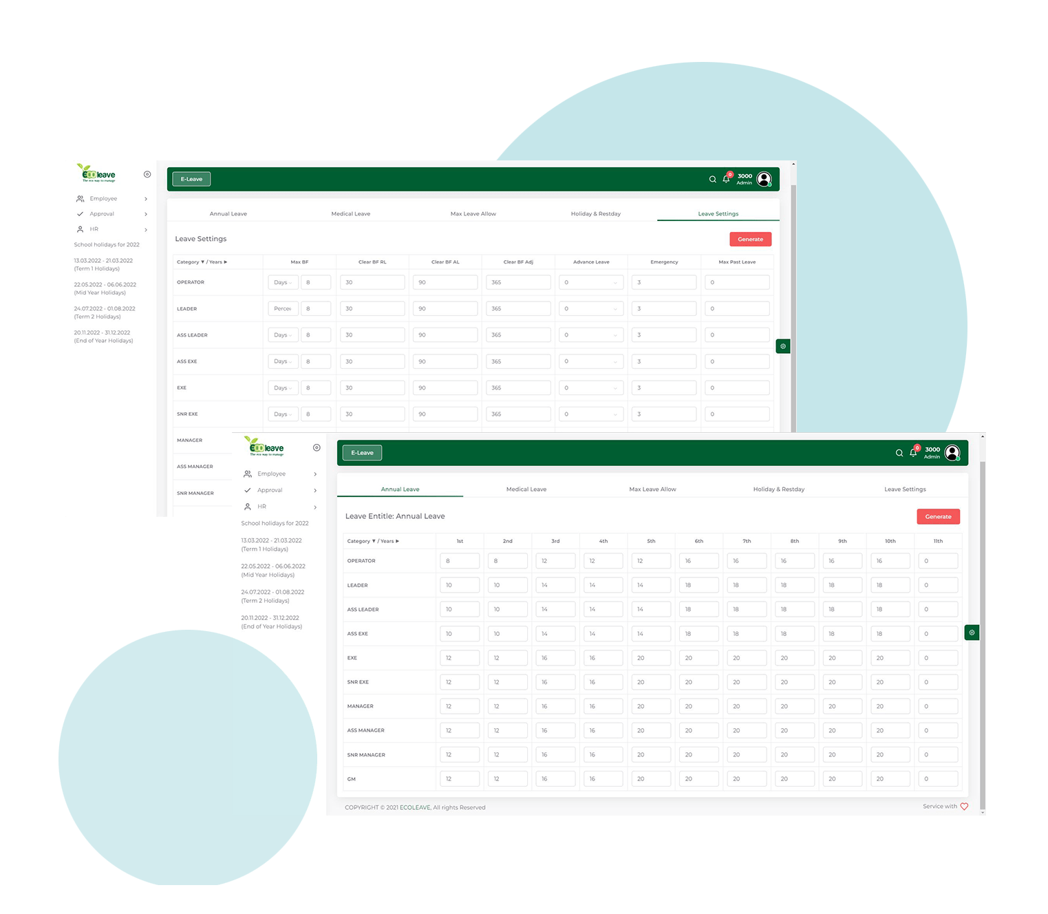 leave application setting